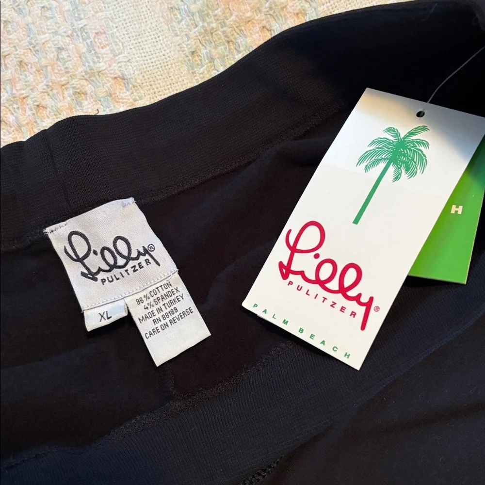NWT Lilly Pulitzer black warm up casual pants sz XL sweats lounge - Picture 4 of 11